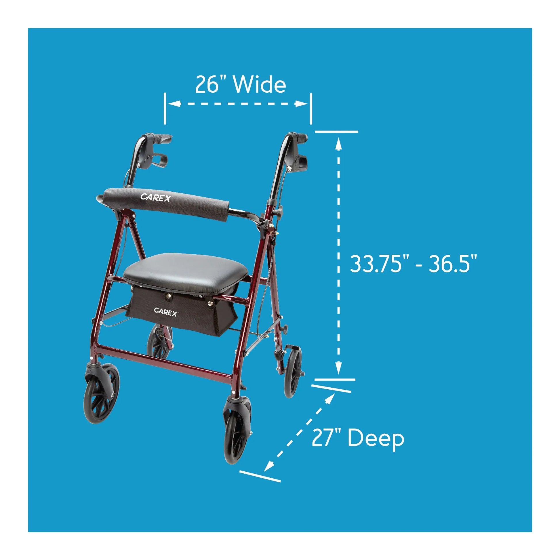 Carex Aluminum Folding Rollator Walker