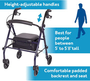 Carex Steel Rolling Walker with Seat
