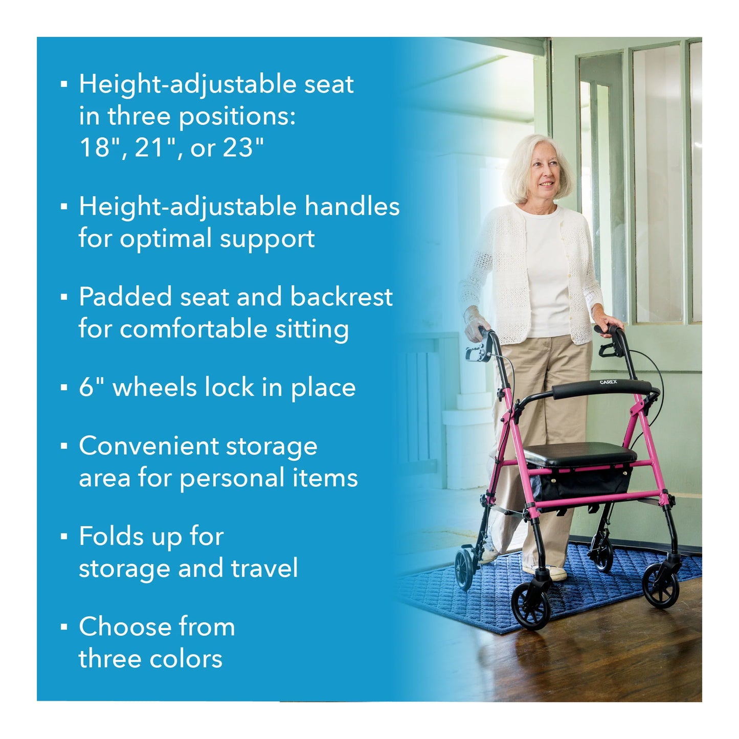 Step 'N Rest Adjustable Rolling Walker