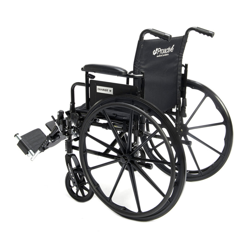 Black wheelchair with visible Proactive Healthcare logo on a white background
