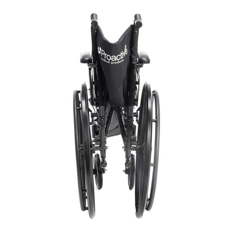 Black wheelchair with 'Proactive' branding on a white background