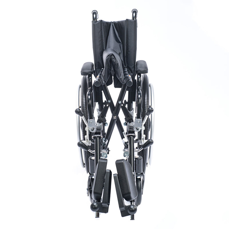 Folded wheelchair on a white background