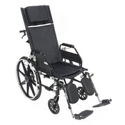 Black reclining wheelchair on a white background