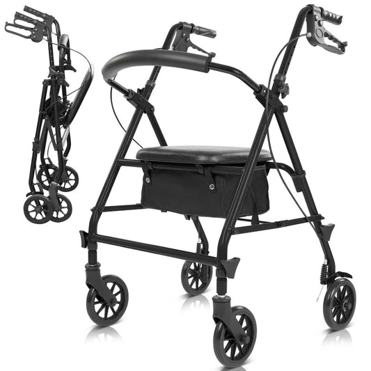 Vive Foldable Steel Rollator Black