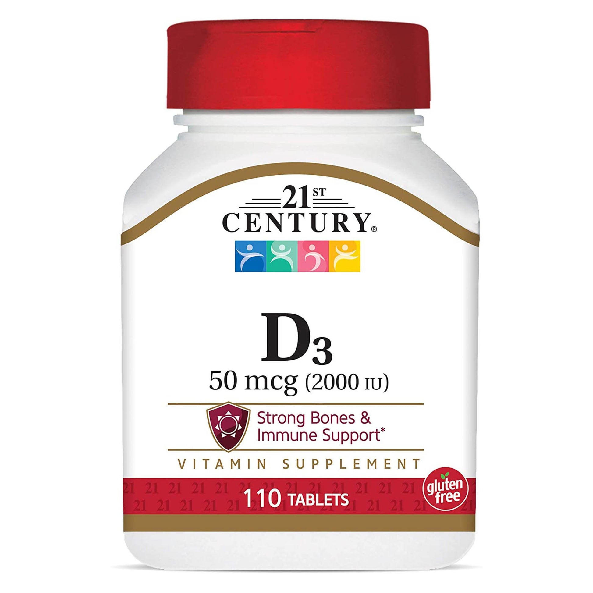 21st Century D3 vitamin supplement bottle on a white background