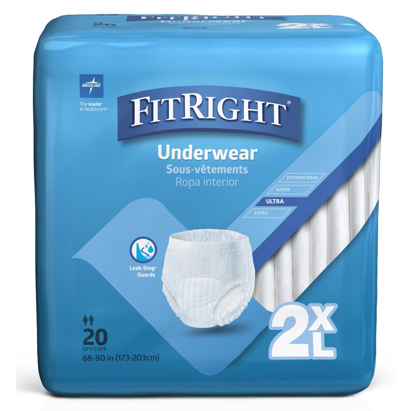 Package of FitRight undergarments with blue and white design