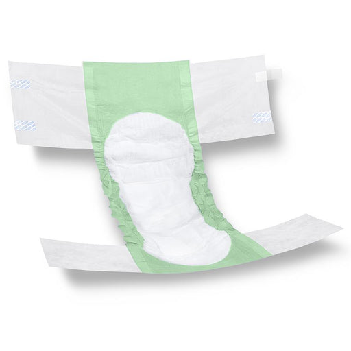 Green and white diaper on a white background