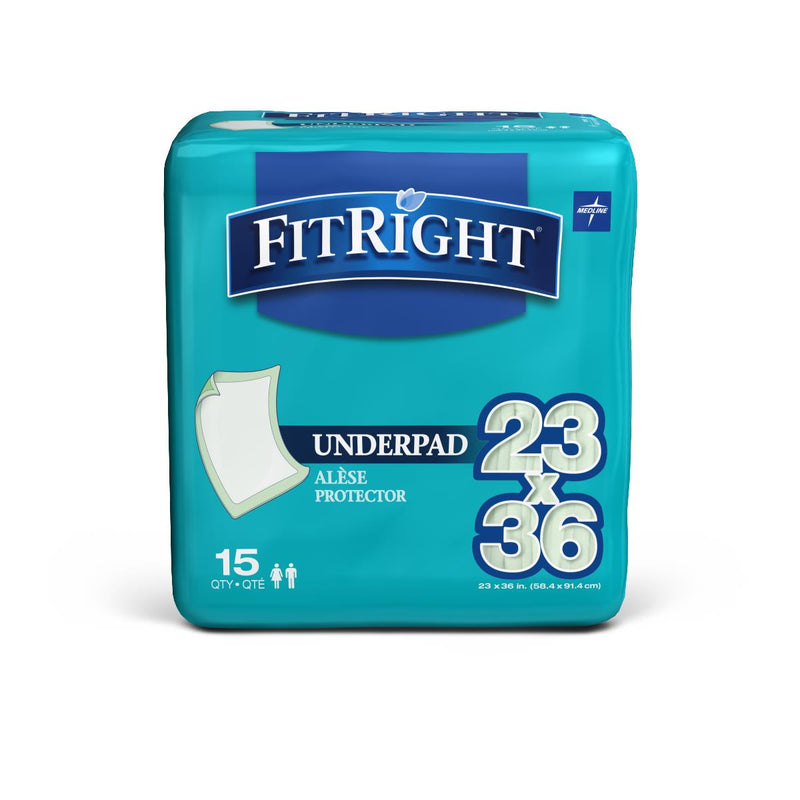 Pack of FitRight underpads on a white background
