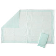 Light blue textured throw underpad with a smaller matching pillow on a white background