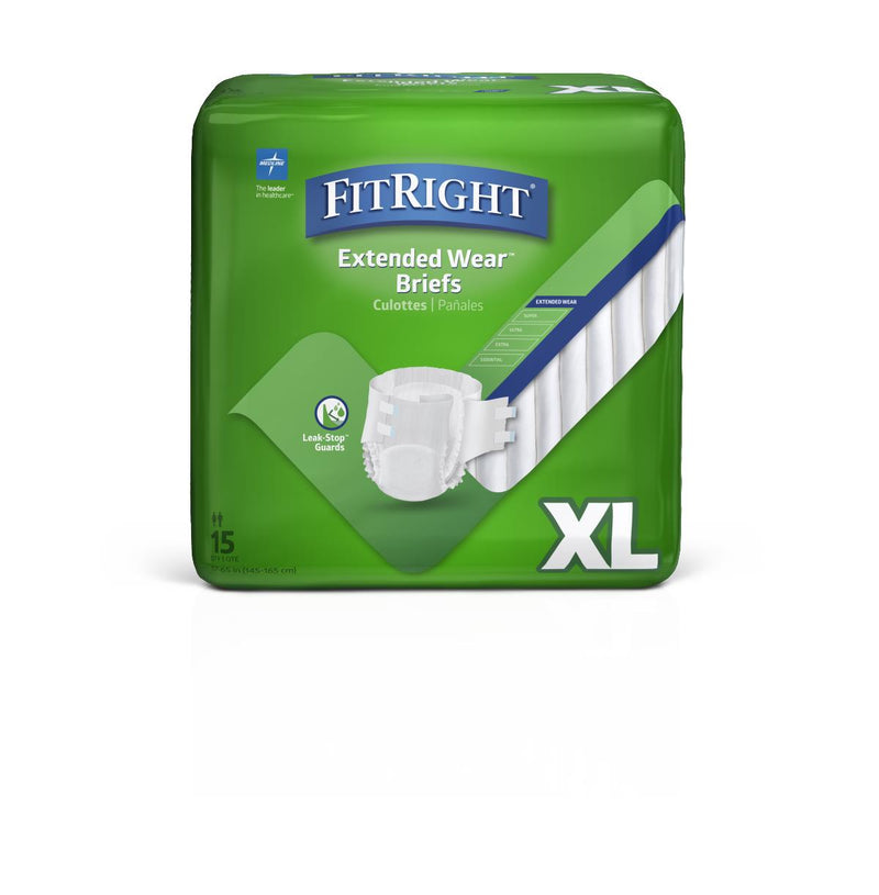 Pack of FitRight extended wear briefs in XL size on a white background