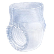 White diaper with ruffled details on a white background