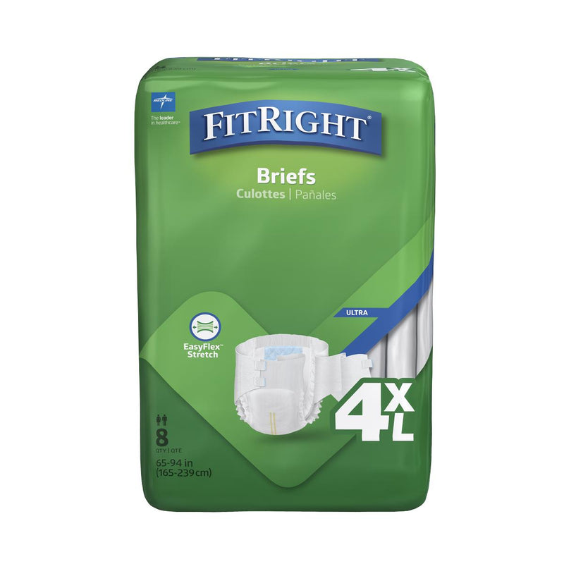Pack of FitRight briefs with green and blue packaging on a white background