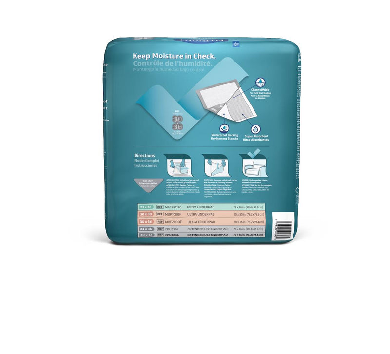 Back view of a package with text and icons on a white background