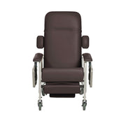 Brown recliner chair with armrests on a white background