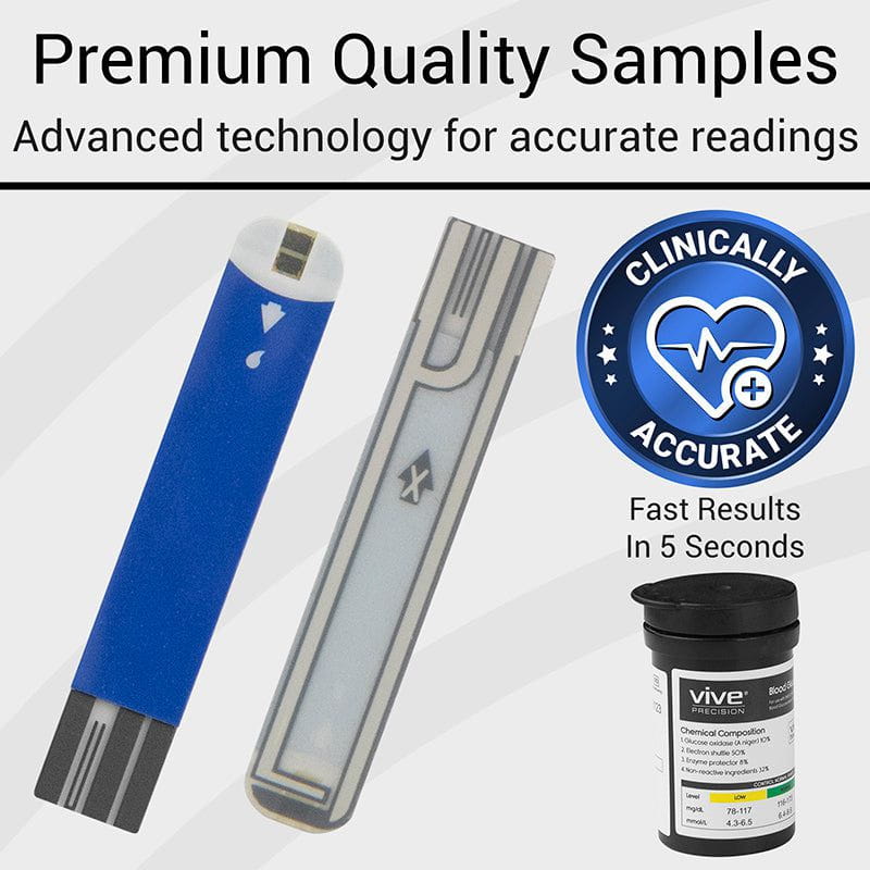 Two electronic devices with a clinical accuracy badge and text about fast results.
