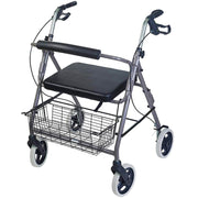 Rollator with seat and basket on a white background
