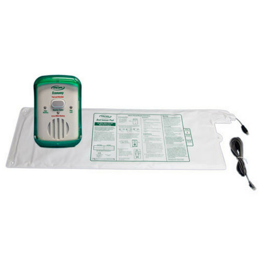 Green and white electronic device with label on a white background