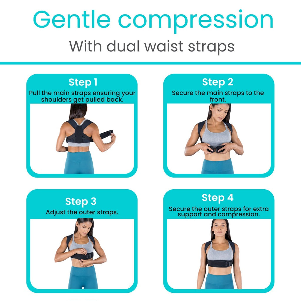 Step-by-step guide on how to use a back brace with dual waist straps.