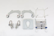 Set of medical equipment components on a white background