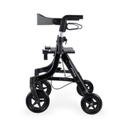 Black walker with four wheels on a white background