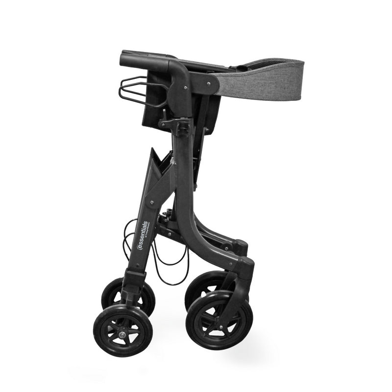 Black rollator with wheels on a white background