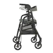 Black rollator with seat on a white background