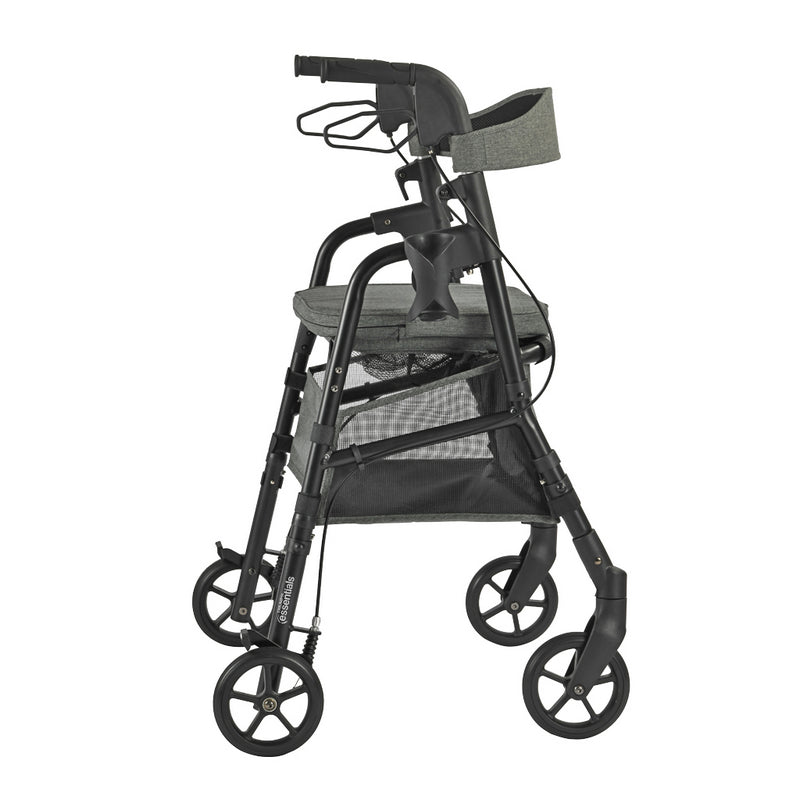 Black rollator with seat on a white background