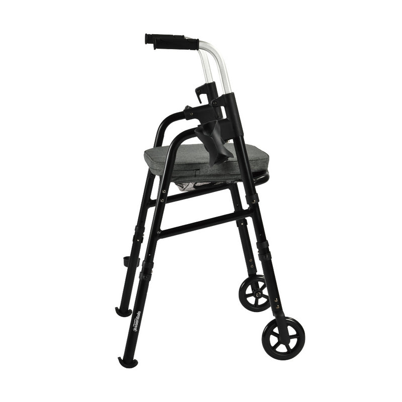 Black walker with a seat on a white background