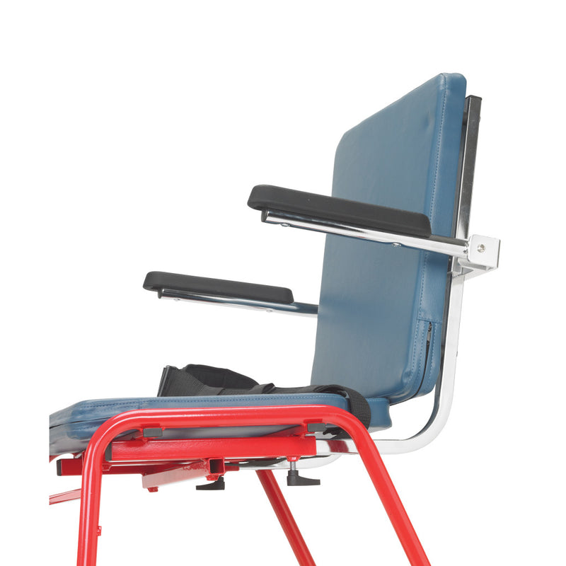 Blue chair with red frame on a white background