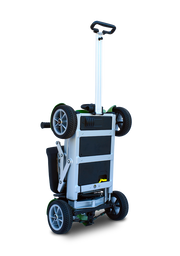 Portable step stool with wheels on a white background