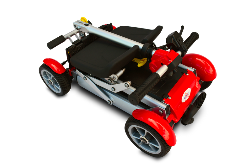 Red and black toy car on a white background