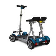 Two-wheeled scooter with a seat on a white background
