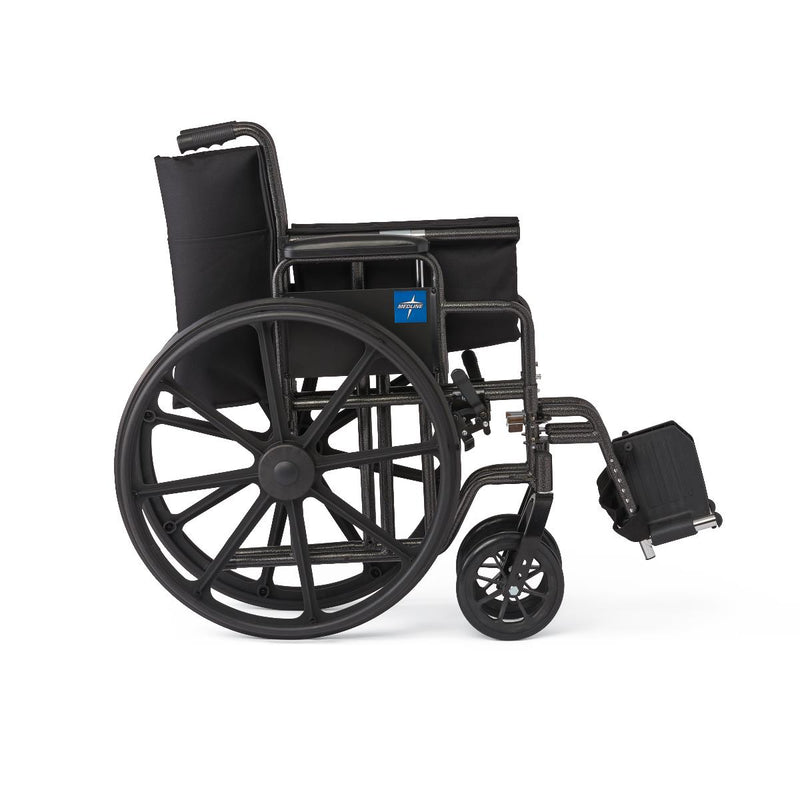 Black wheelchair with a visible brand logo on a white background