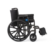 Black wheelchair with a visible brand logo on a white background
