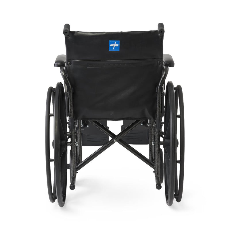 Black wheelchair with a visible logo on a white background