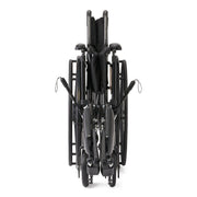 Folded black wheelchair on a white background
