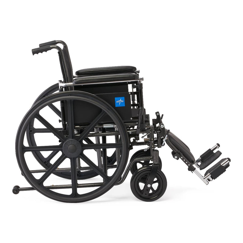 Black wheelchair with a visible brand logo on a white background