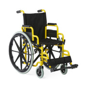 Yellow and black wheelchair on a white background