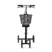 Black scooter with basket on a white background
