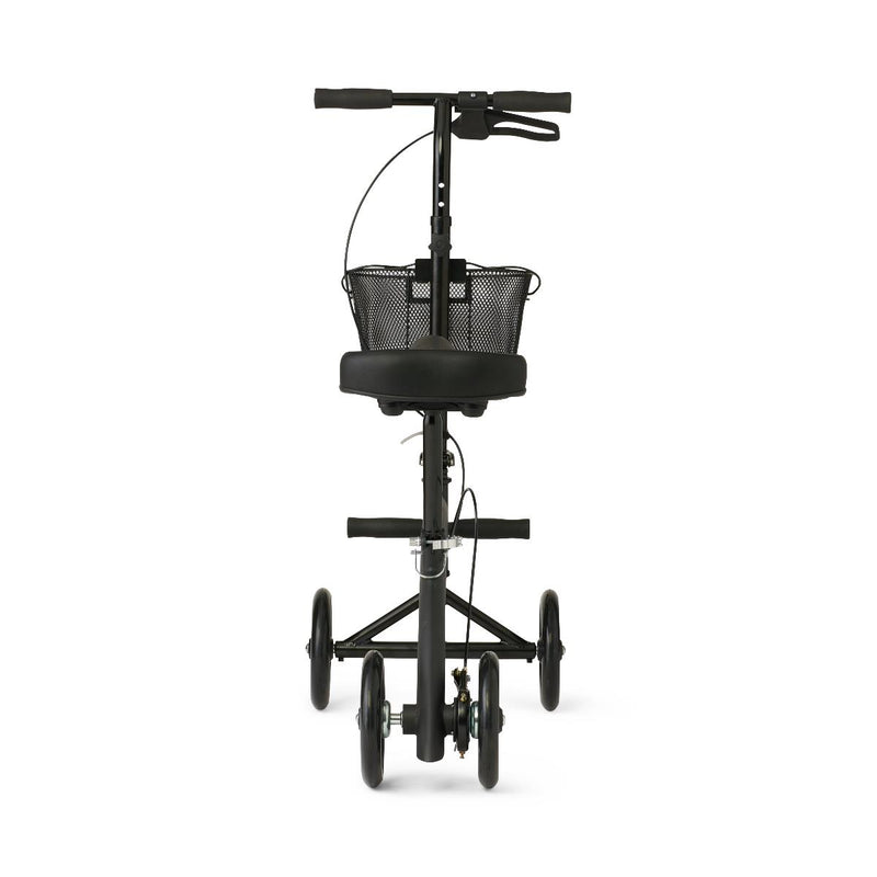 Black scooter with basket on a white background