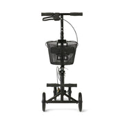 Black golf trolley with basket on a white background