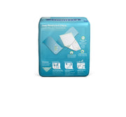 Package of adult diapers with blue and white design on a white background