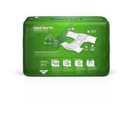 Green package of adult diapers with instructions on a white background