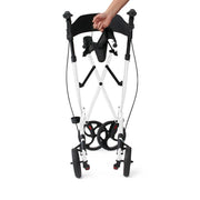 White walker with black straps held by a hand on a white background