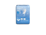 Pack of adult diapers with blue packaging on a white background