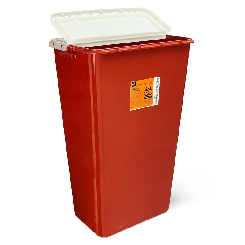 Medline Sharps Container, 18 Gal, Red, Hinged Top