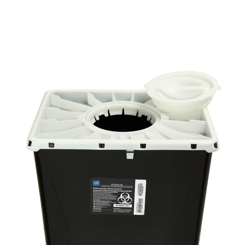 Black and white container with a lid on a white background