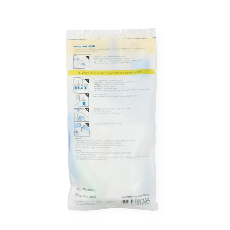 The back of a white plastic bag containing a liquid cleaning product, featuring printed instructions, a yellow stripe, and a barcode.