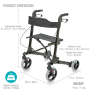 rollator dimensions