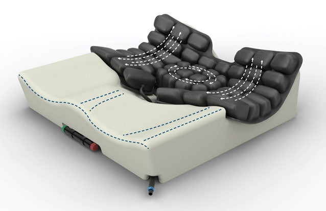 Massage bed with massage rollers on a white background